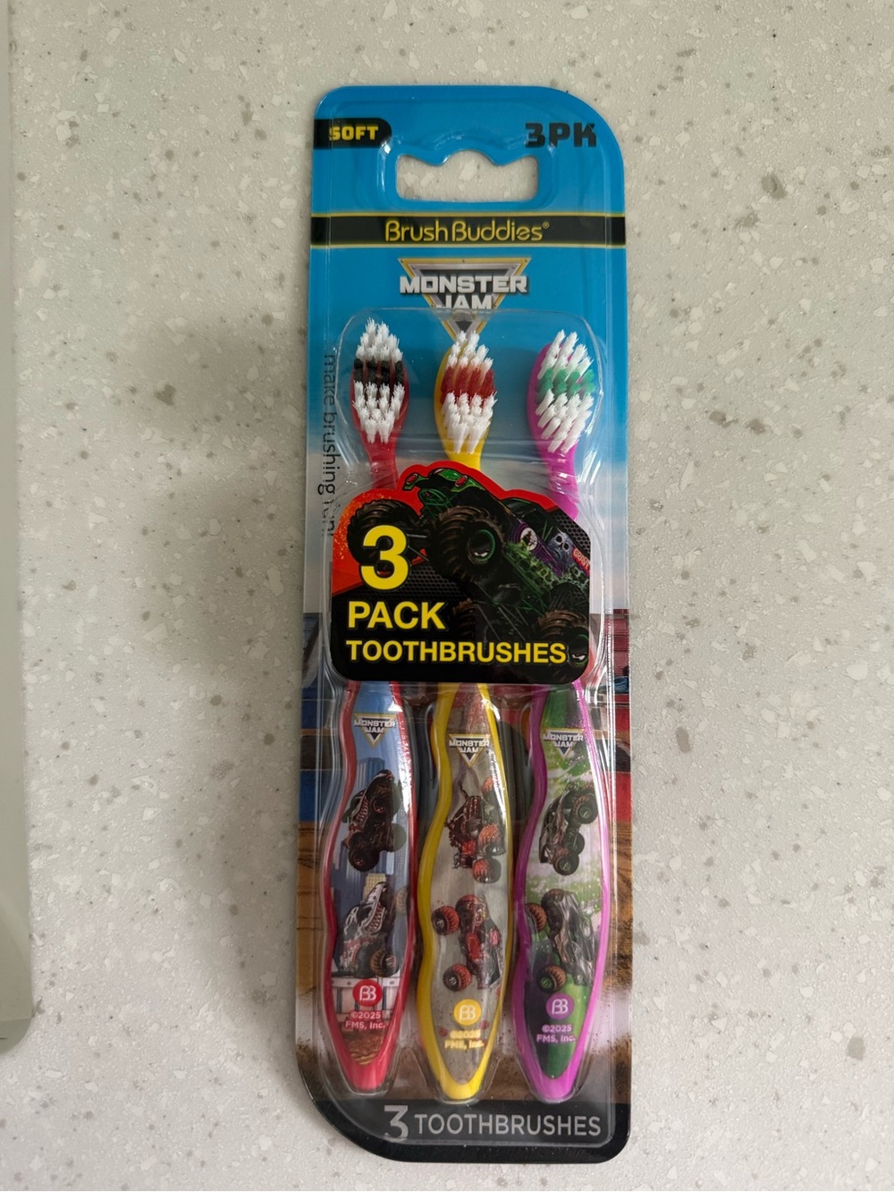 Brush Buddies Monster Jam 3-Pack Kids Toothbrushes - Multicolor